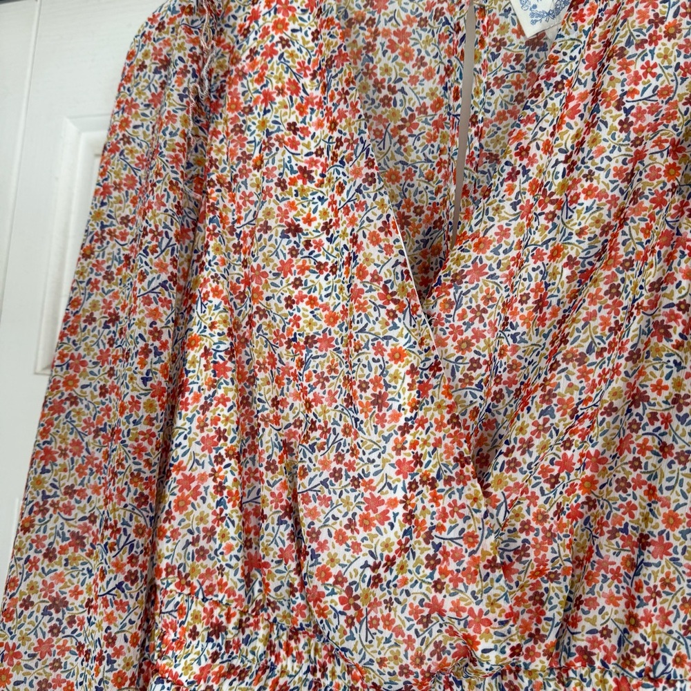 NWT Blue Rain Multicolor Floral Romper - Picture 2 of 7